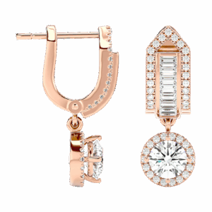  Riviera Dreams Baguette & Round Diamond Drop Huggies