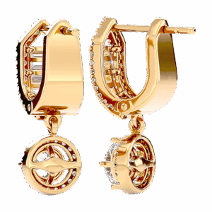 Riviera Dreams Baguette & Round Diamond Drop Huggies