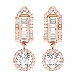  Riviera Dreams Baguette & Round Diamond Drop Huggies