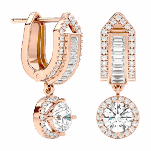  Riviera Dreams Baguette & Round Diamond Drop Huggies