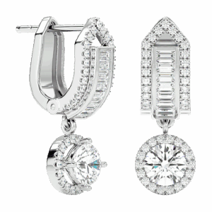  Riviera Dreams Baguette & Round Diamond Drop Huggies