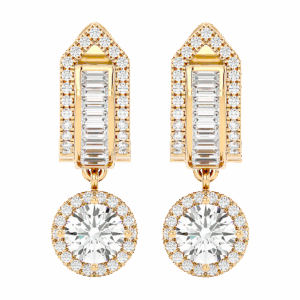  Riviera Dreams Baguette & Round Diamond Drop Huggies